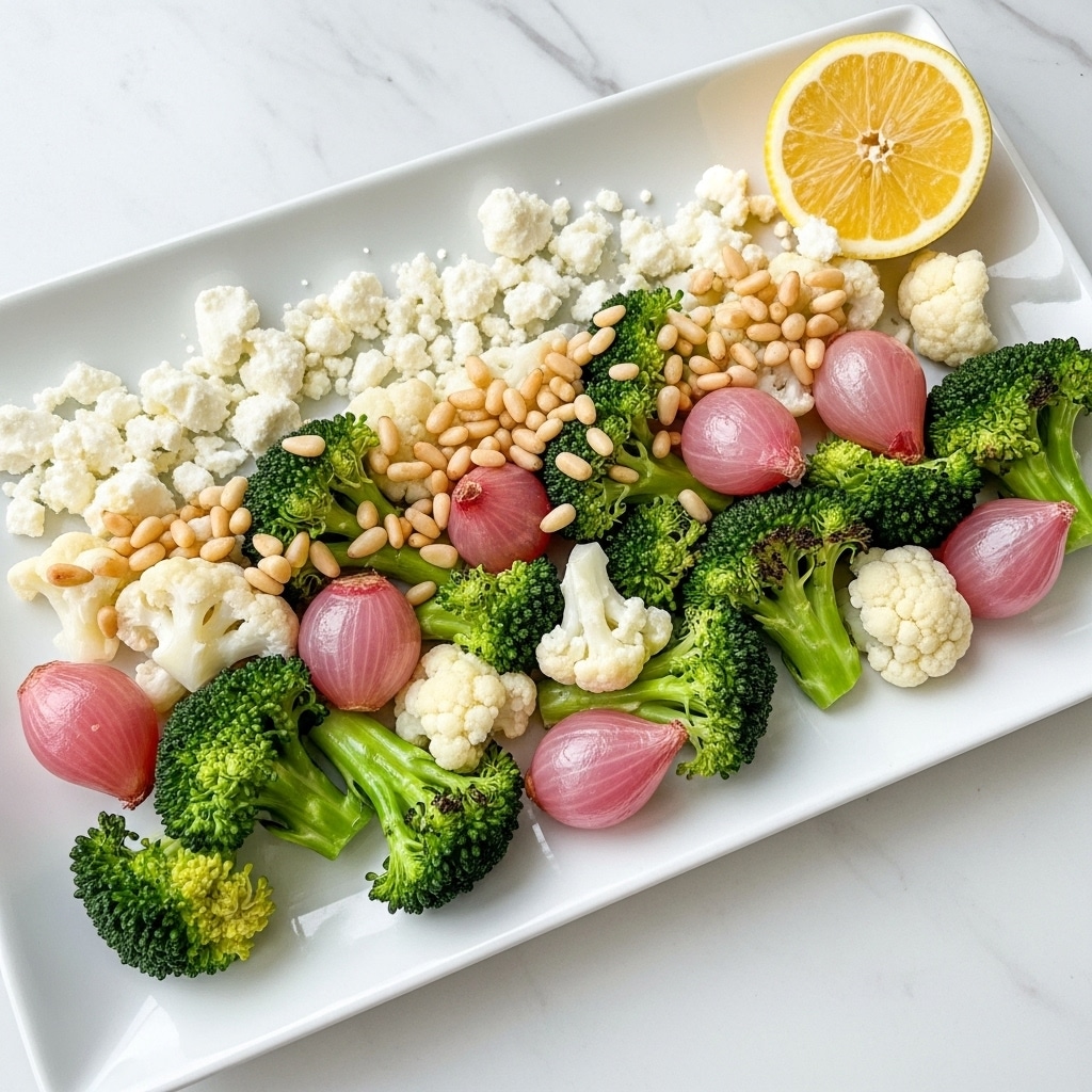 Roasted Broccoli with Lemon, Basil, Pine Nuts, and Goat Cheese Recipe