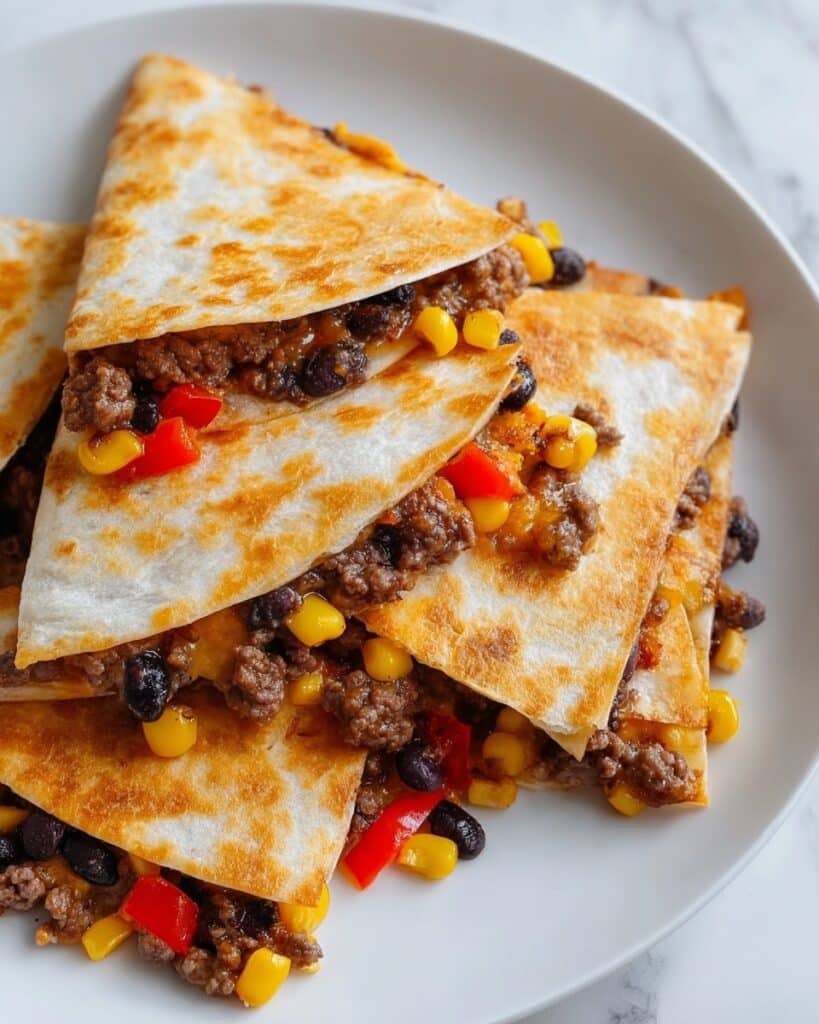 Sheet Pan Beef Quesadillas with Cheddar and Monterey Jack Recipe