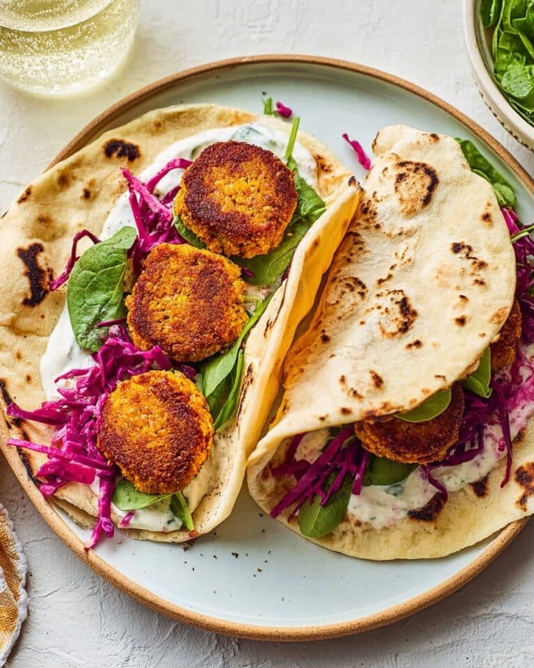 Vegan Tempeh Kebabs with Pickled Red Cabbage and Salad in Flatbreads Recipe