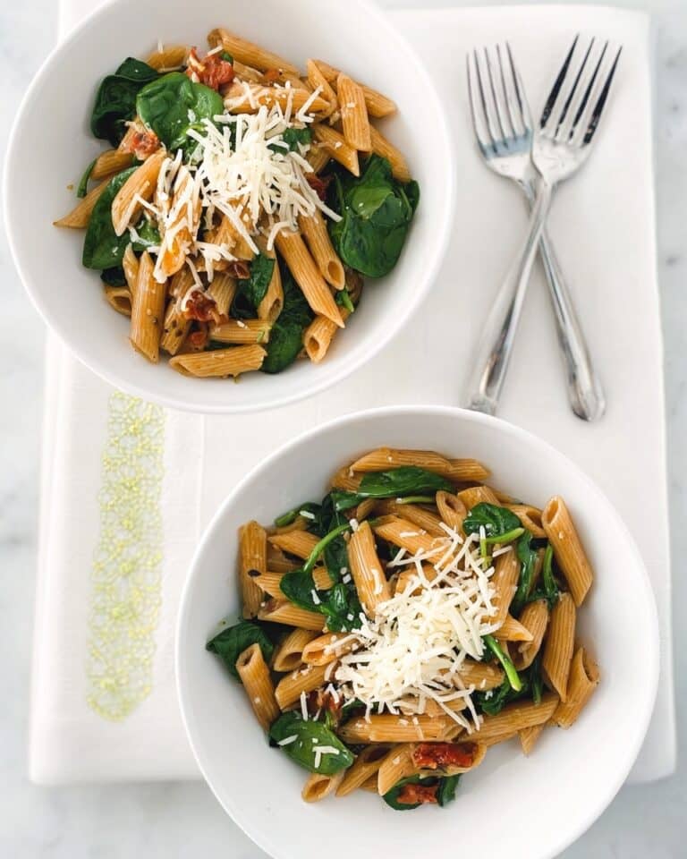 Pasta with Chilli Tomatoes and Spinach Recipe