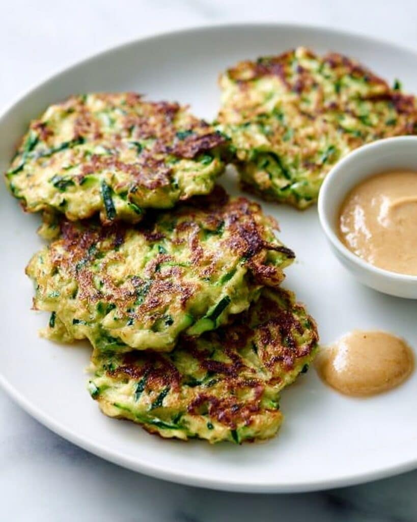 Courgette Fritters with Roasted Red Pepper Hummus Recipe