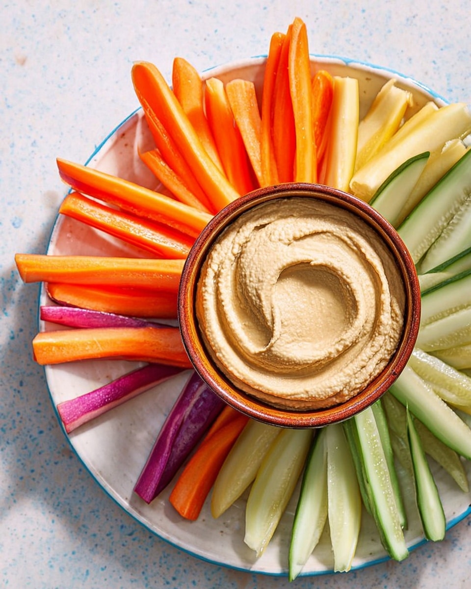 Hummus Snack Packs with Rainbow Carrots and Cucumber Batons Recipe