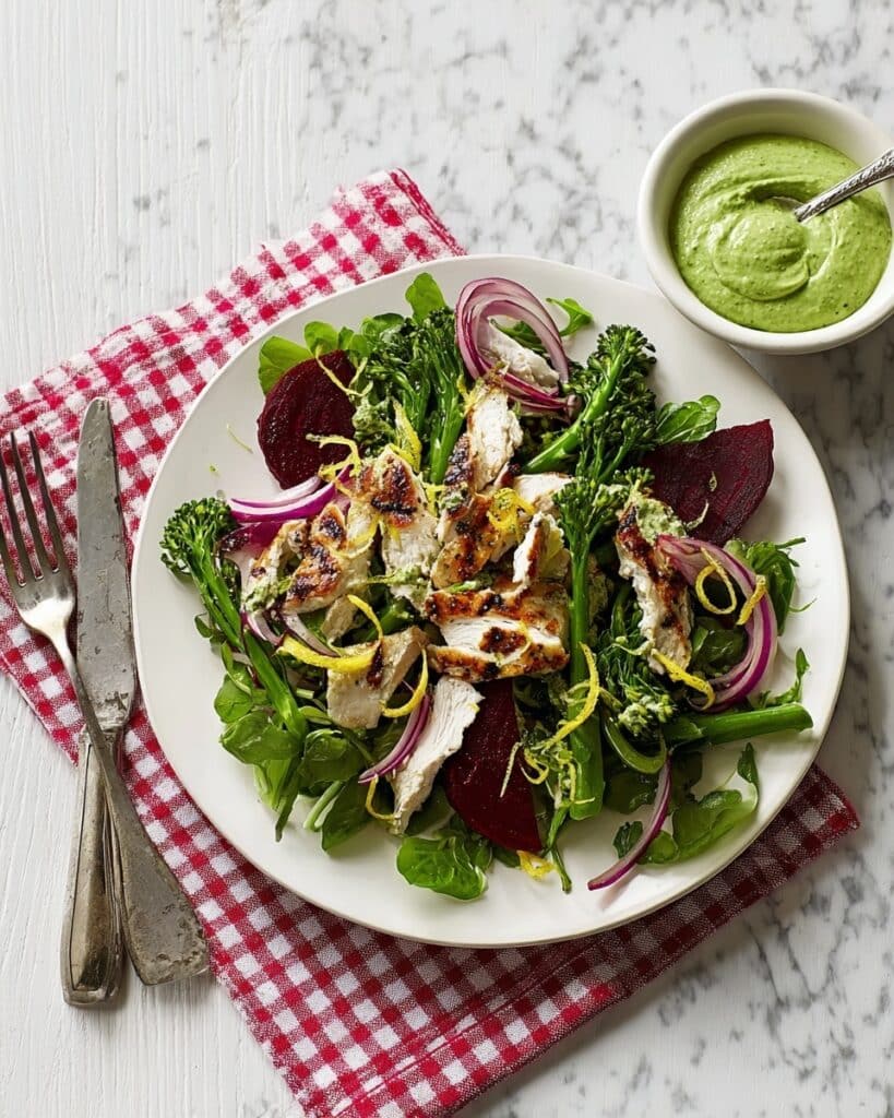 Chicken, Broccoli & Beetroot Salad with Avocado Pesto Recipe