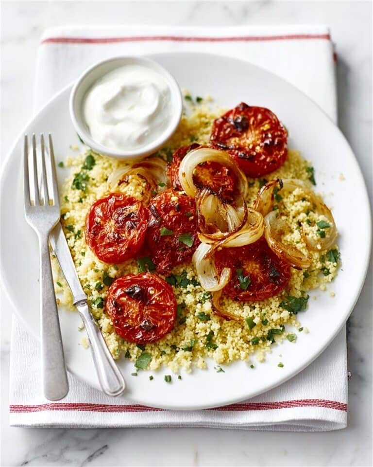 Harissa Roasted Tomatoes with Couscous and Herb Yogurt Sauce Recipe