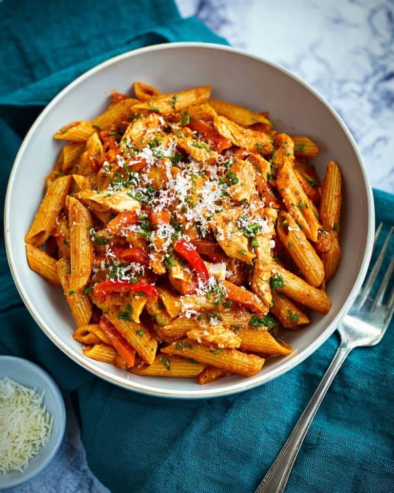 Fajita-Style Chicken Pasta with Cream and Peppers Recipe