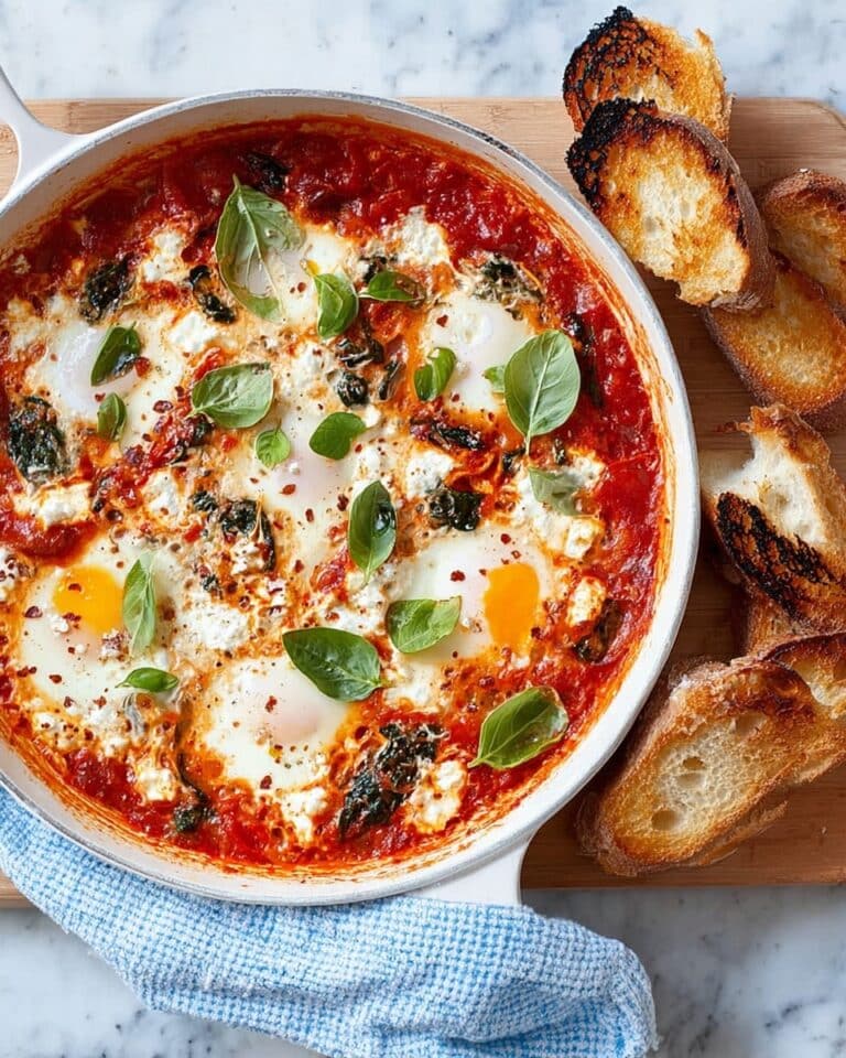 Baked Eggs with Spinach, Tomatoes, Ricotta & Basil Recipe