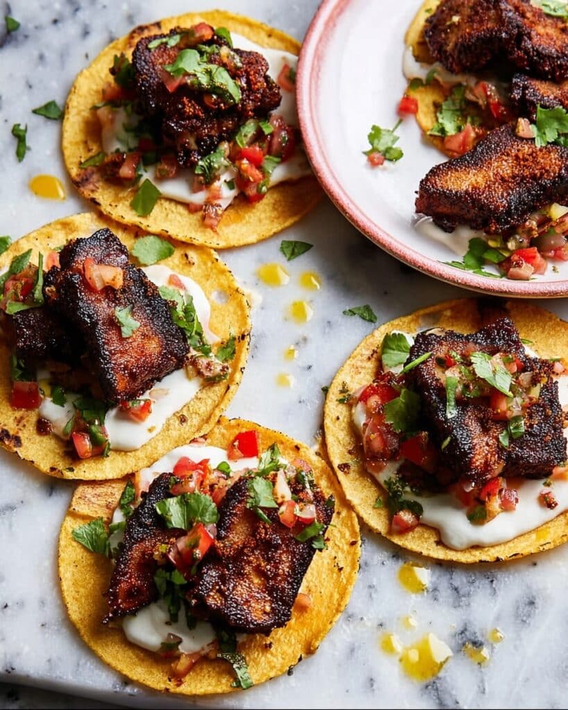 Air Fryer Sticky Pork Tacos with Plum & Chilli Salsa Recipe