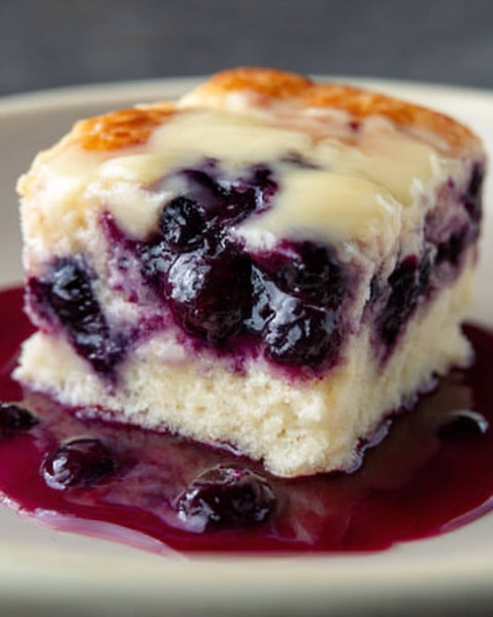 The image shows a close-up of a single thick slice of blueberry cheesecake with a creamy white layer on top that looks soft and smooth. Below that is a slightly thicker white layer that looks like a cheesecake filling, with whole dark purple blueberries scattered and some juice oozing out. The base layer is not clearly visible but appears light. The slice sits on a plain white plate placed on a white marbled surface. The colors focus on white, cream, and deep purple from the blueberries. Photo taken with an iphone --ar 4:5 --v 7