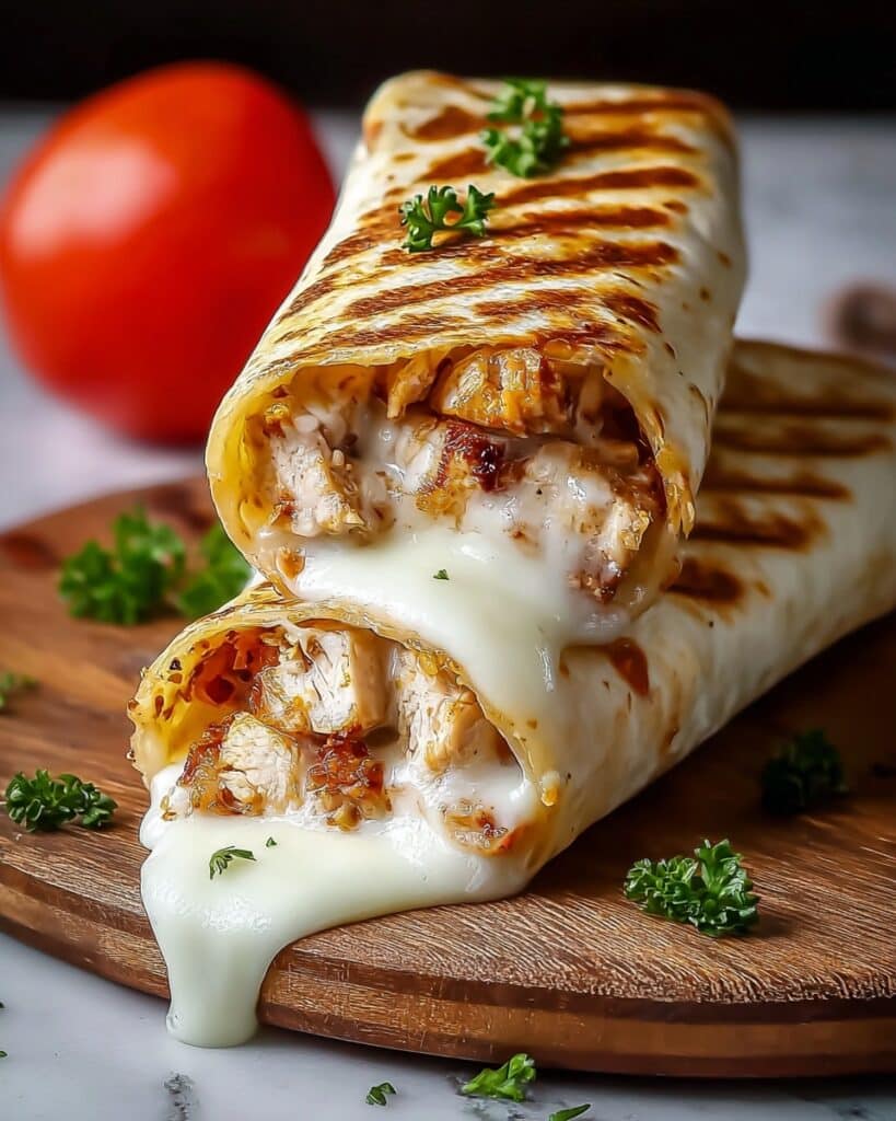 Cheesy Garlic Chicken Wraps Recipe