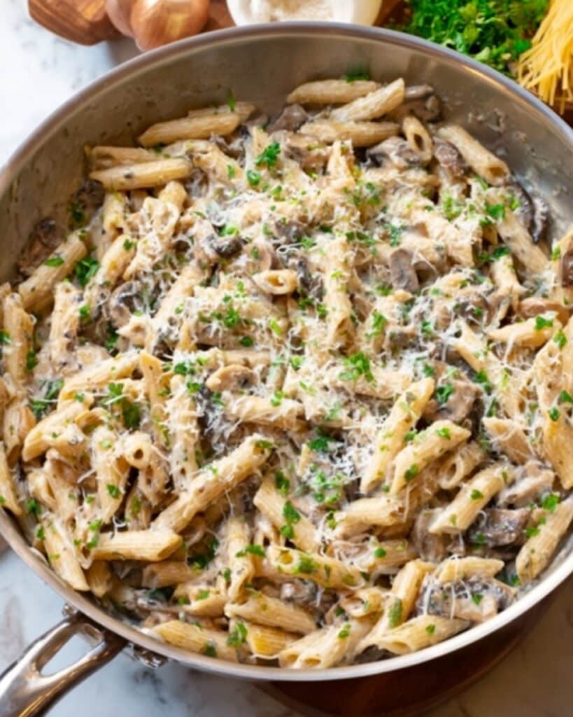 Vegetarian Mushroom Stroganoff with Penne Pasta Recipe