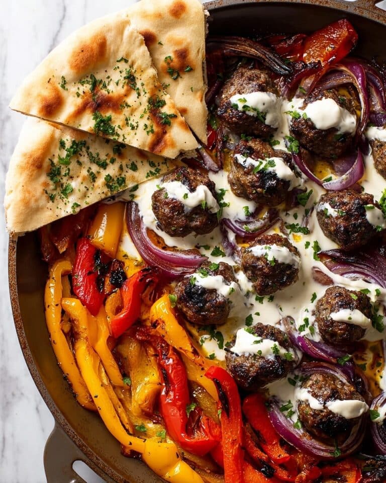 Tray Bake Lamb Kofta Meatballs with Roasted Vegetables and Sauces Recipe