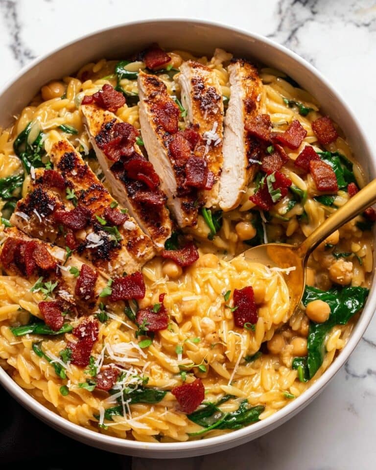 One-Pot Chicken Risoni with Crispy Salami and Spinach Recipe