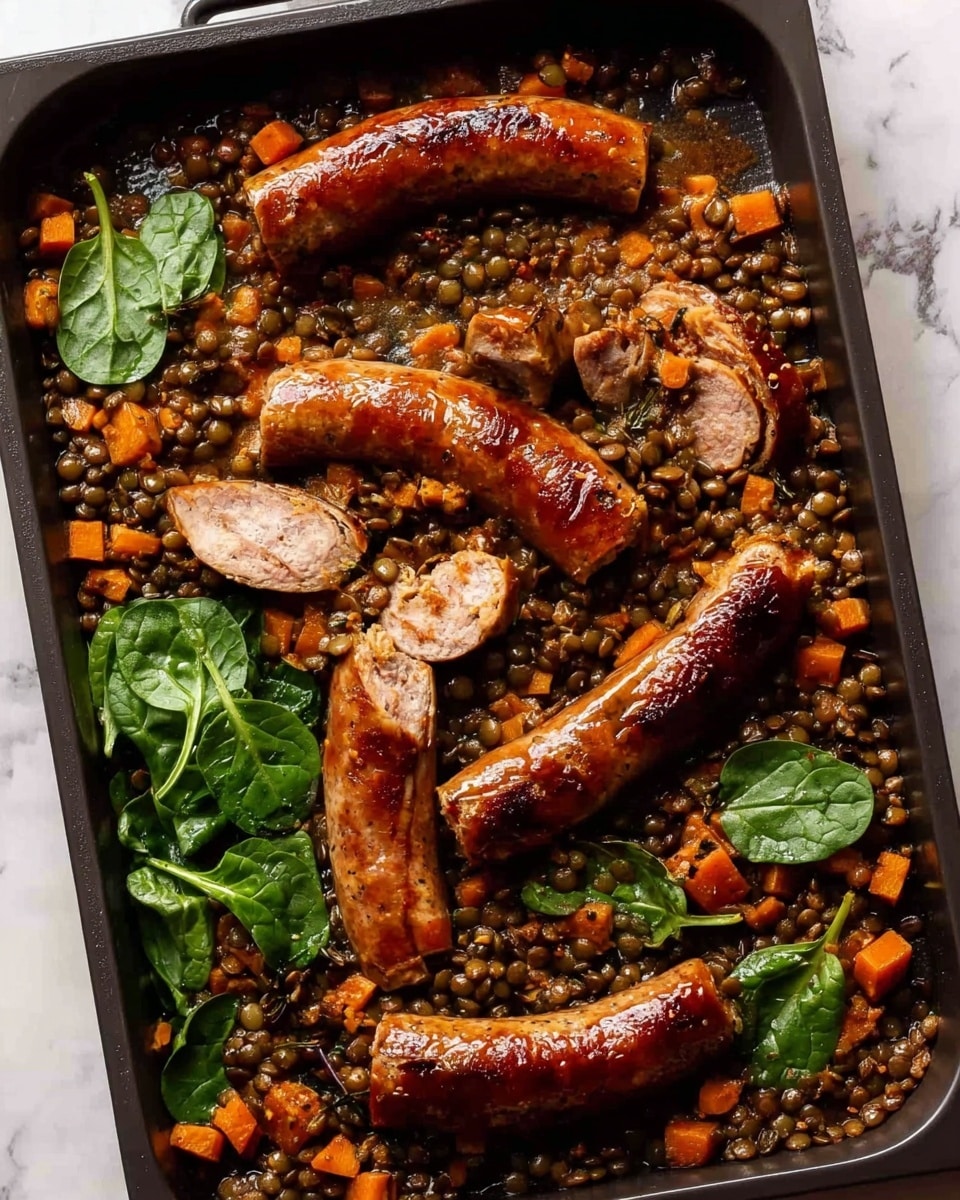 One-Pan Baked Sausage & Lentils Recipe