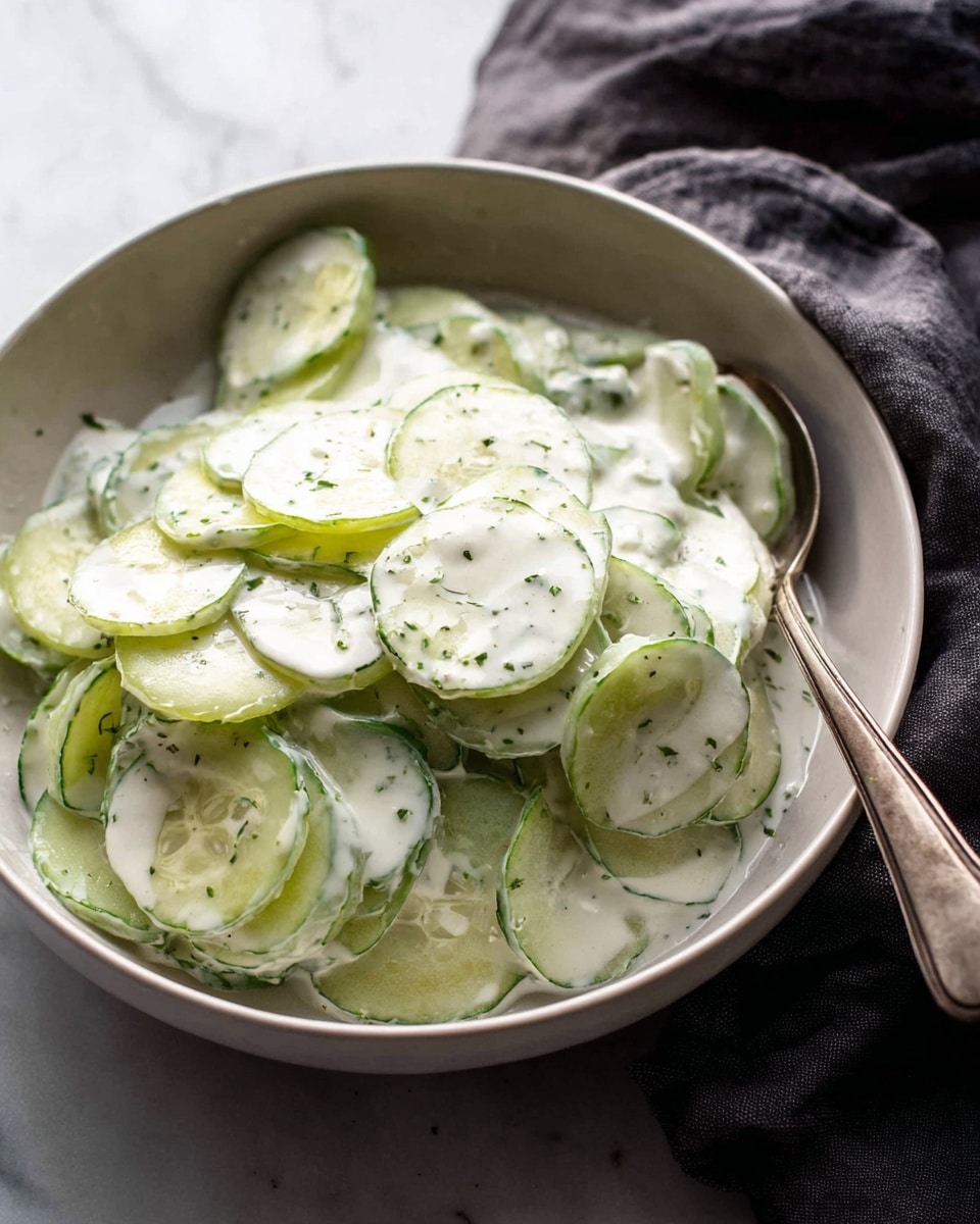German Cucumber Salad with Dill and Sour Cream Recipe