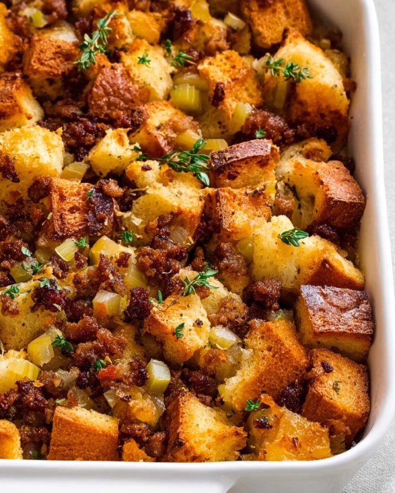 Sausage and Apple Herb Stuffing with Pecans Recipe