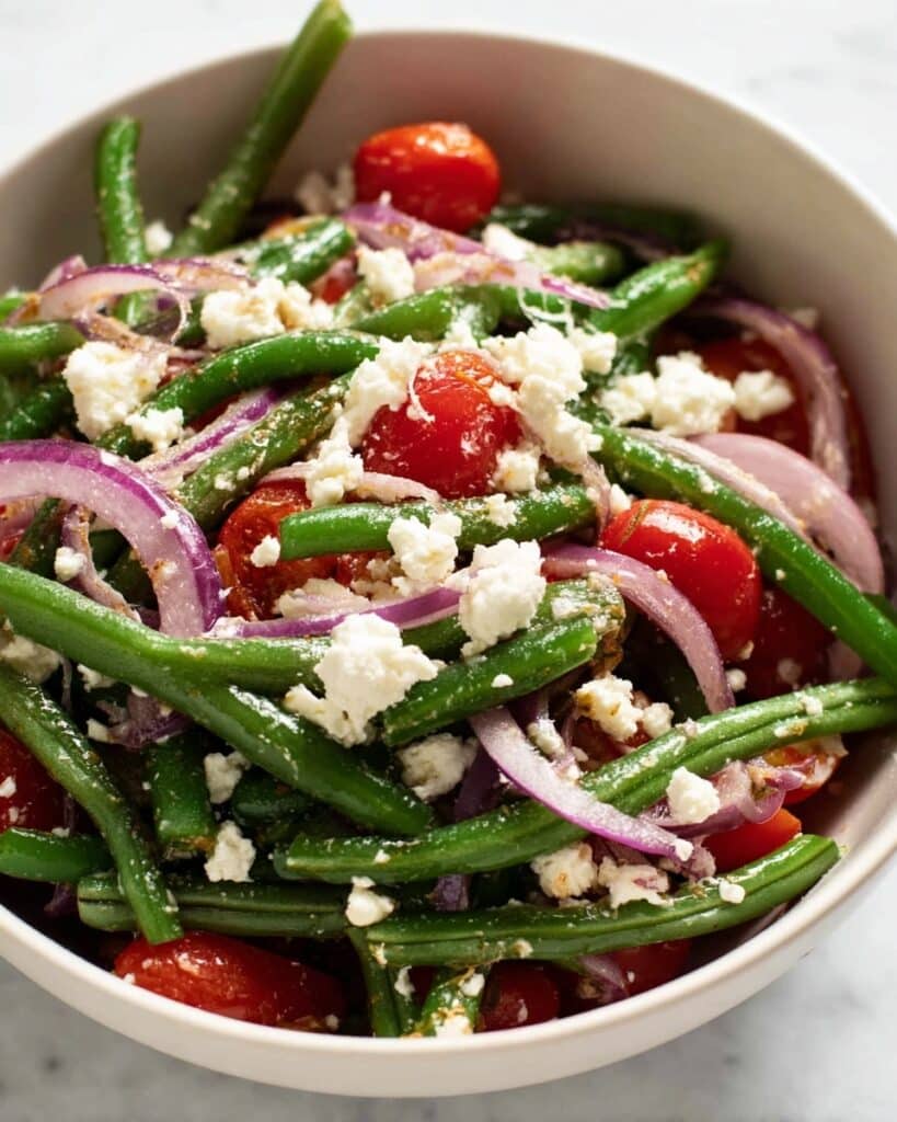 Green Bean Salad with Cherry Tomatoes and Feta Recipe