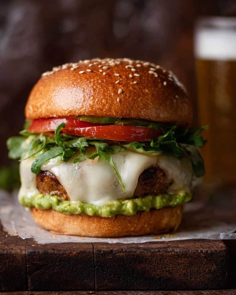 Creamy Avocado Chicken Burgers with Melted Swiss Cheese Recipe