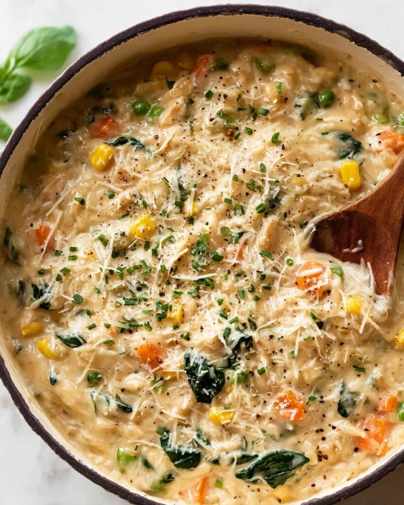 One Pot Chicken Vegetable & Parmesan Orzo (Risoni) Recipe