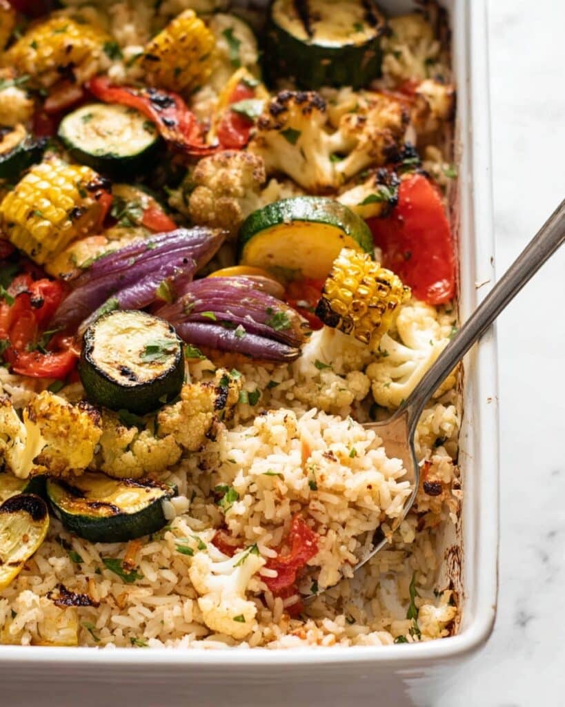 Oven Baked Rice and Vegetables Recipe
