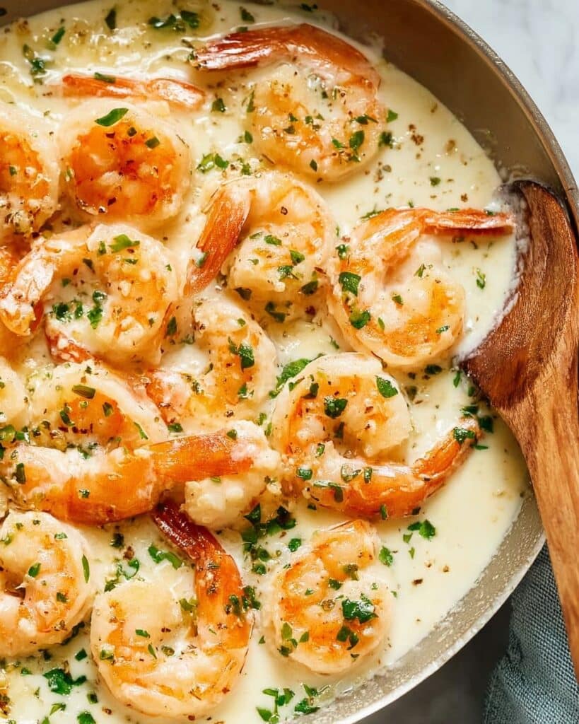 Creamy Garlic Prawns with Parmesan and White Wine Recipe